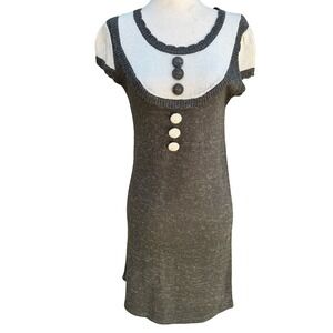 Crystal Candy Y2K Babydoll Dollette Girly Metallic Knit Mod Mini Sweater Dress M
